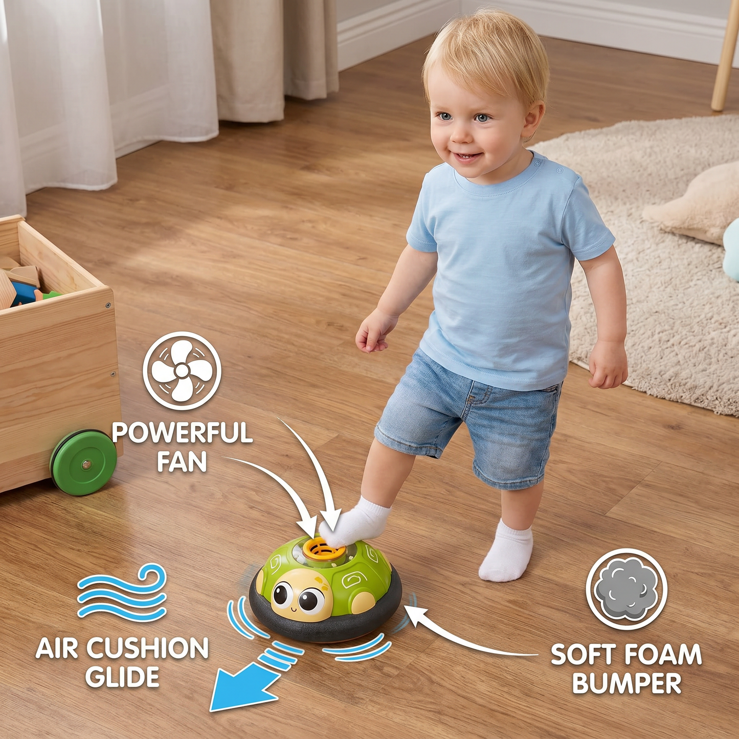 Cute Floating Air Soccer Ball with Soft Foam Bumper