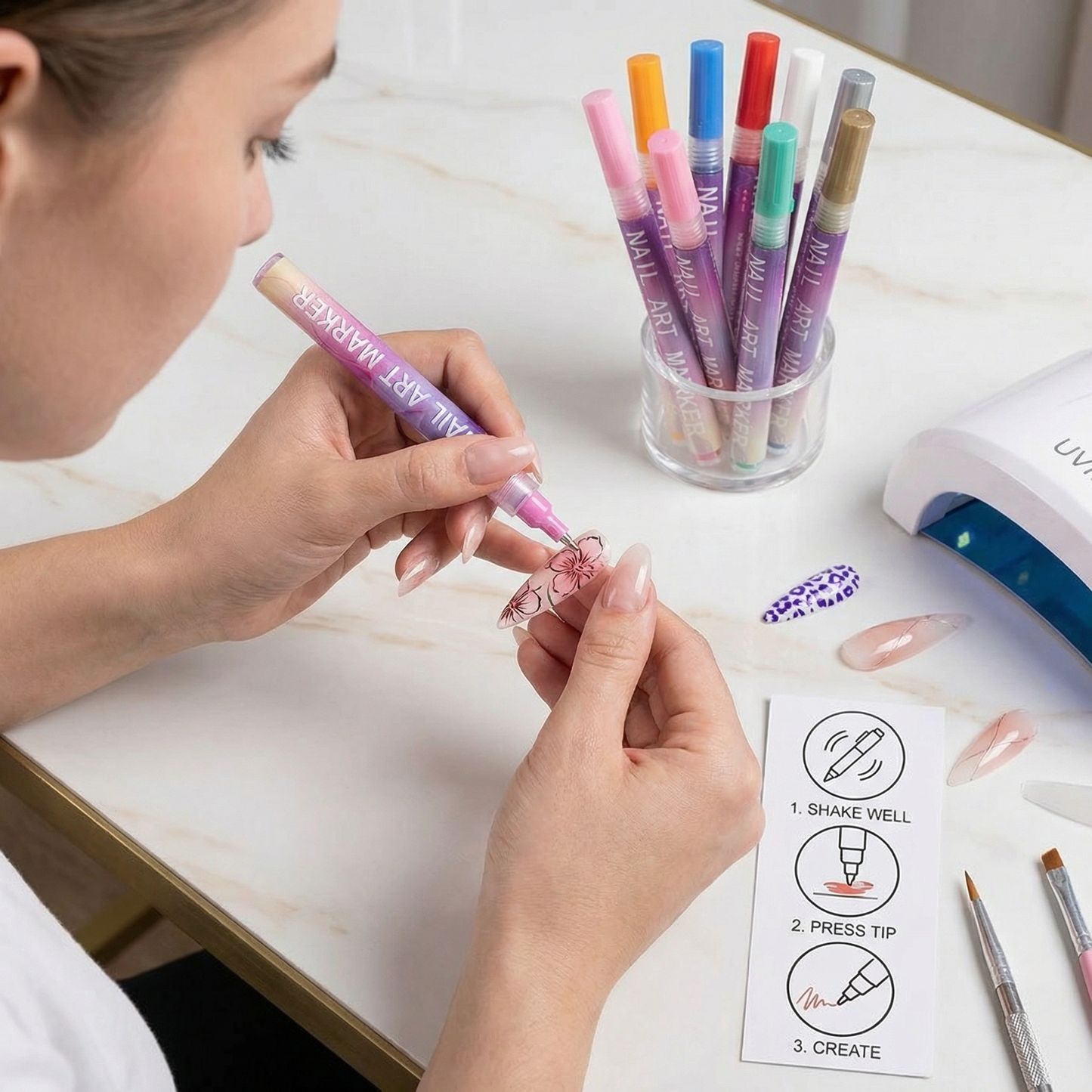 Nail Art Marker Set with Precision Tip – Acrylic Pens for Detailed Nail Designs