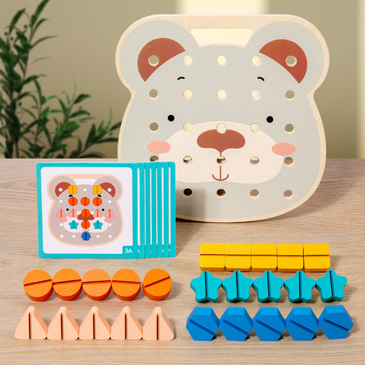 Montessori Color Screw Bear Board for Little Handymen