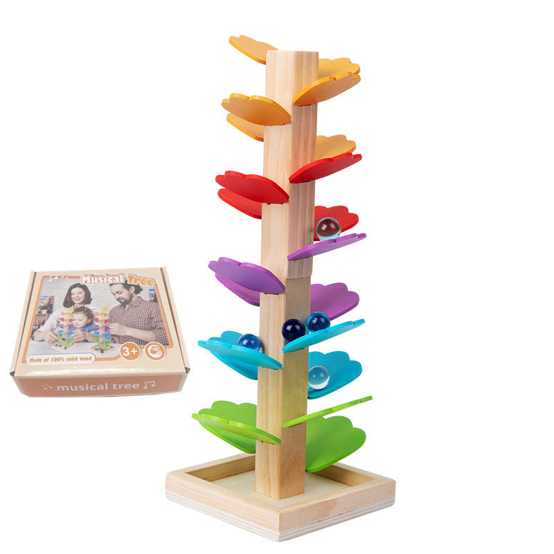 Montessori Wooden Marble Tower