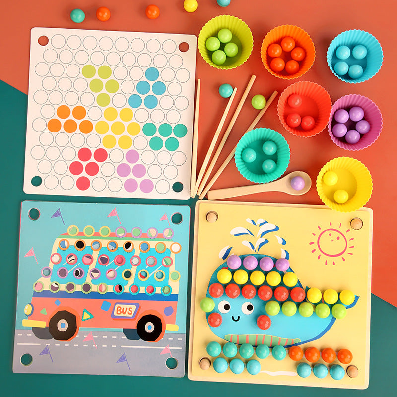 Montessori Wooden Bead Sorting Game