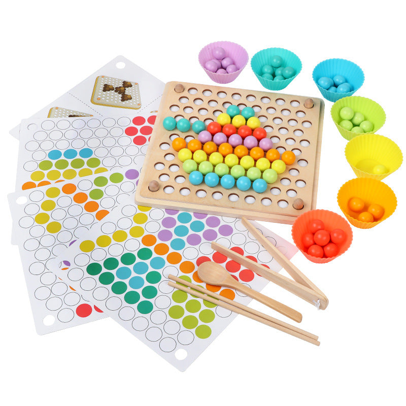 Montessori Wooden Bead Sorting Game