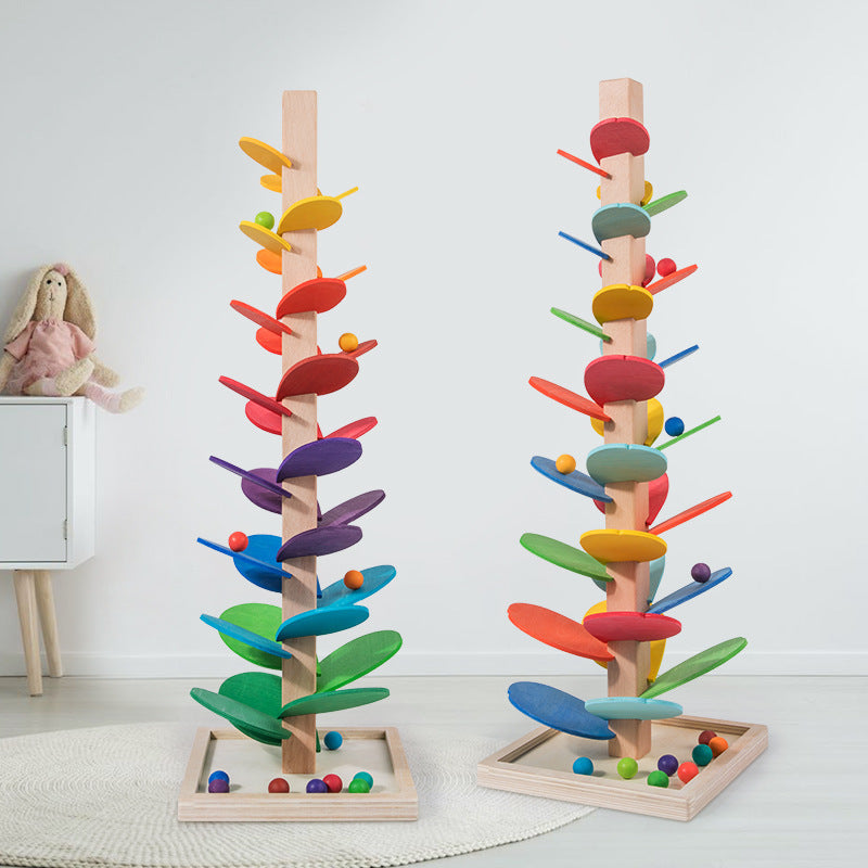 Montessori Wooden Marble Tower