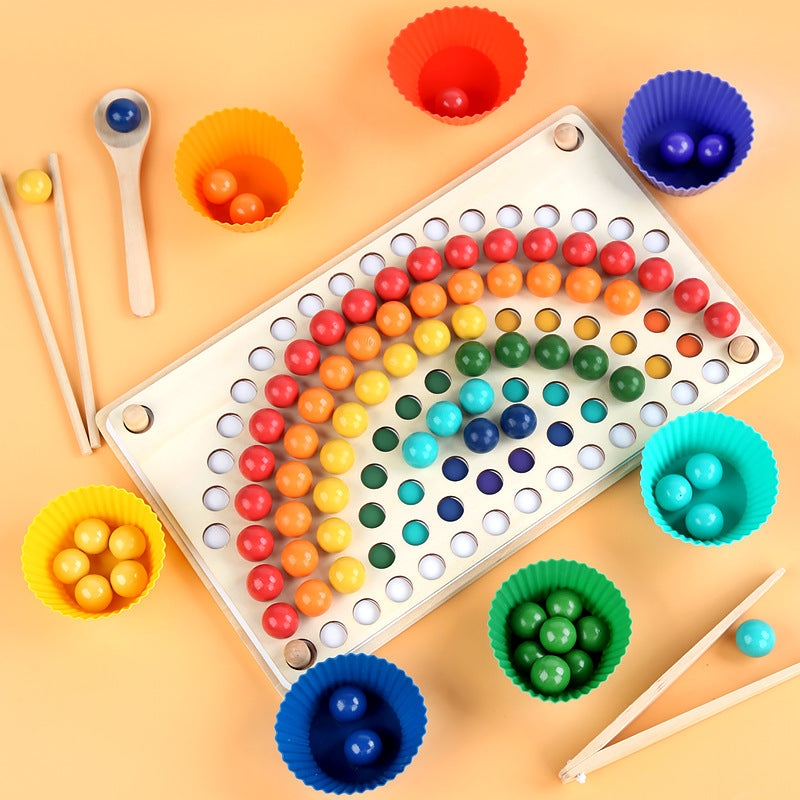 Montessori Wooden Bead Sorting Game