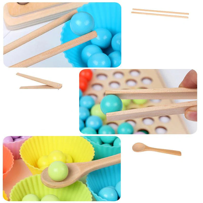 Montessori Wooden Bead Sorting Game