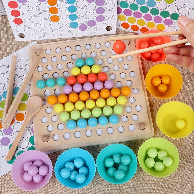 Montessori Wooden Bead Sorting Game