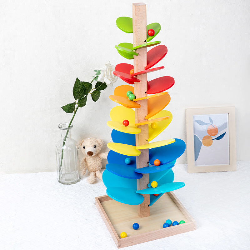 Montessori Wooden Marble Tower