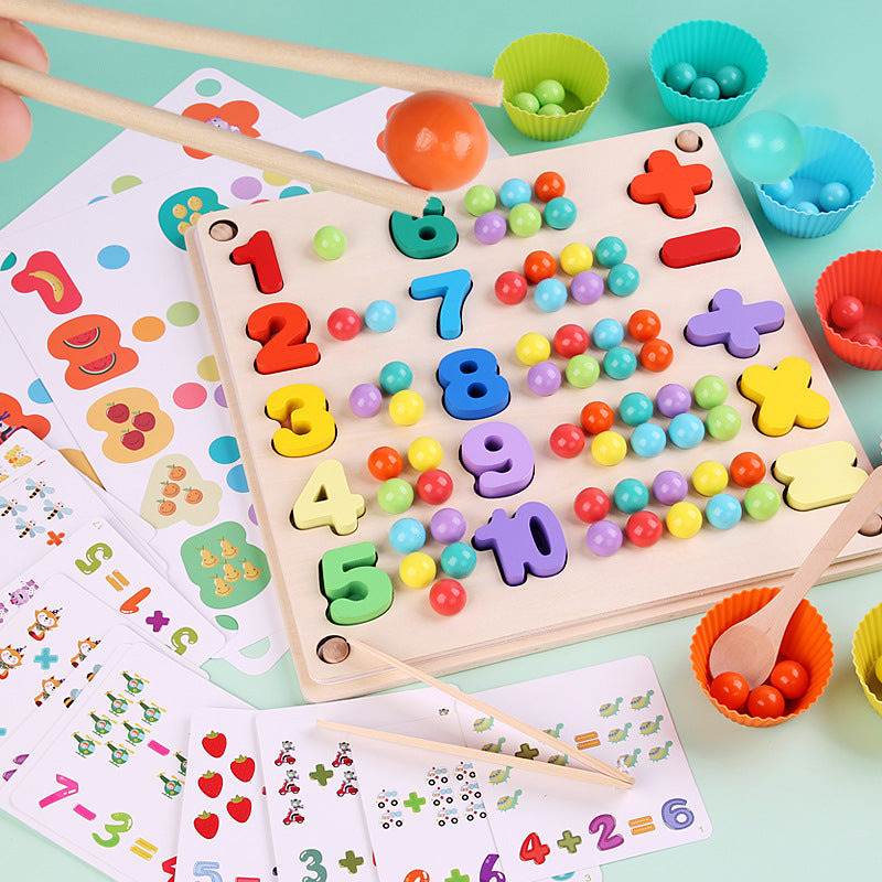 Montessori Wooden Bead Sorting Game