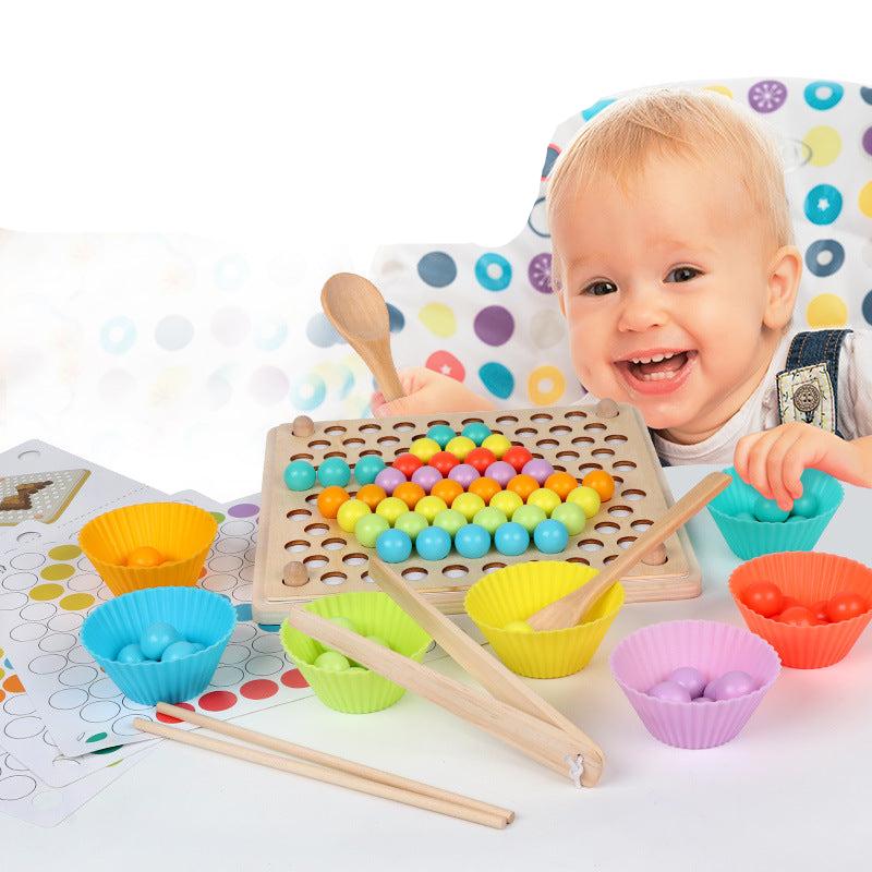 Montessori Wooden Bead Sorting Game