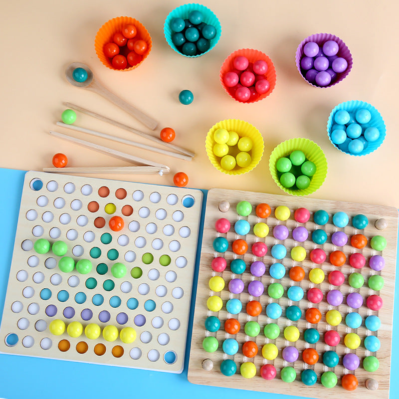 Montessori Wooden Bead Sorting Game