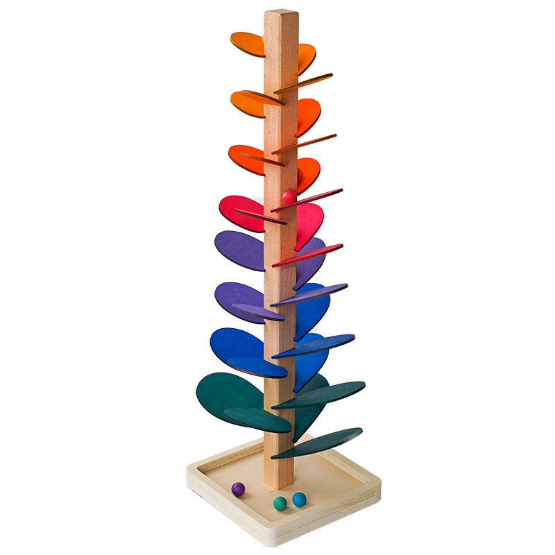 Montessori Wooden Marble Tower