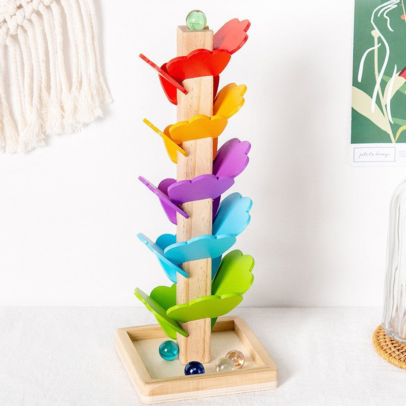 Montessori Wooden Marble Tower