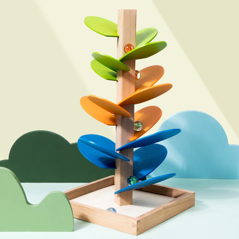 Montessori Wooden Marble Tower