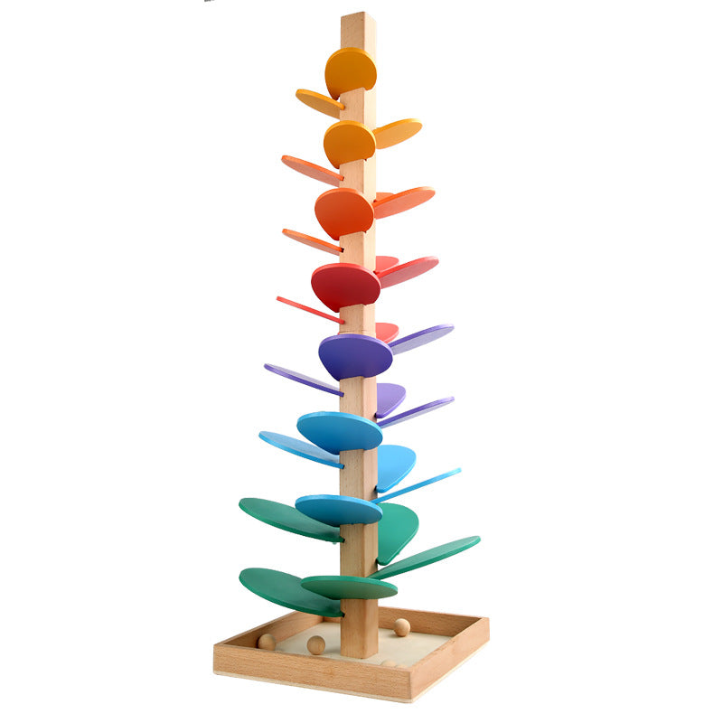 Montessori Wooden Marble Tower