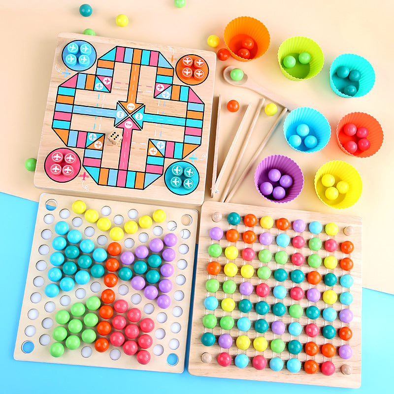 Montessori Wooden Bead Sorting Game