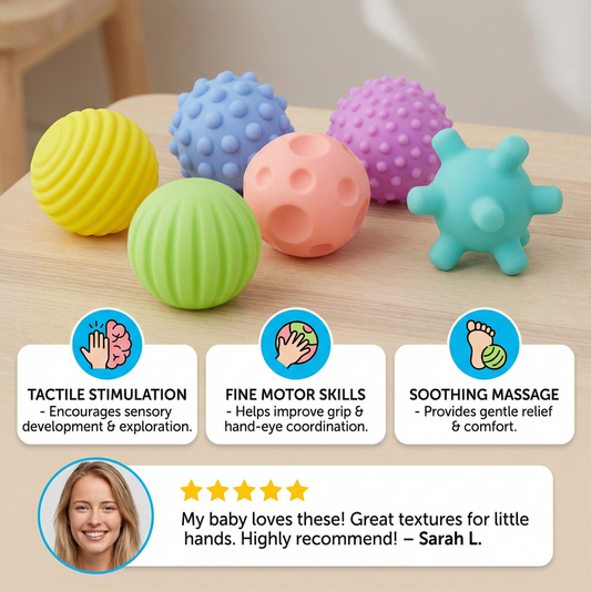 6-Piece Sensory Ball Set – Soft Textured Touch & Massage Balls for Babies & Kids