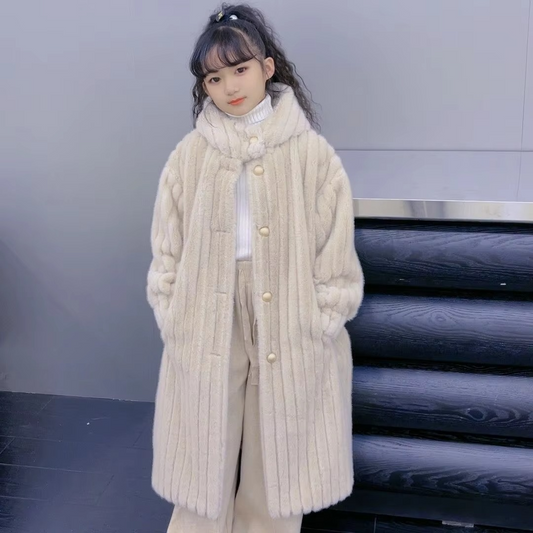 FrostCharm Fleece-Lined Winter Coat for Girls