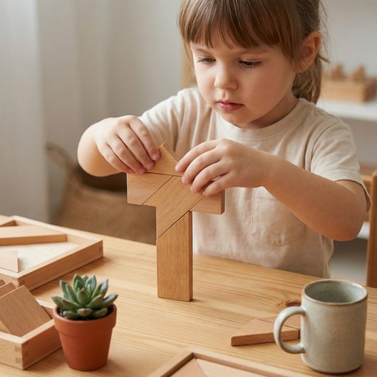 Wooden Tangram Puzzle – Montessori Geometry Learning Toy for Kids