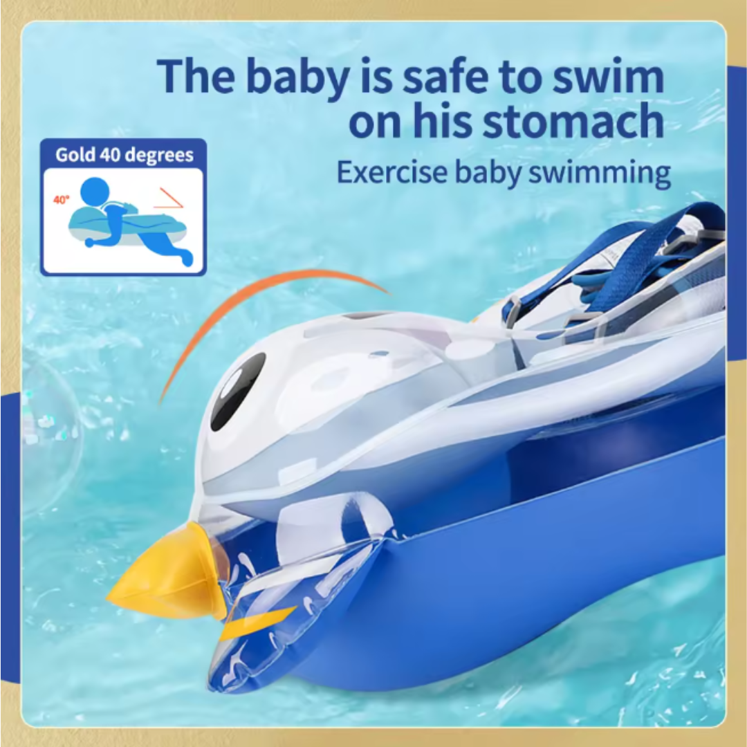 Inflatable Baby Swim Ring with Shoulder Straps & Sun Canopy – Safe Pool Seat for Babies
