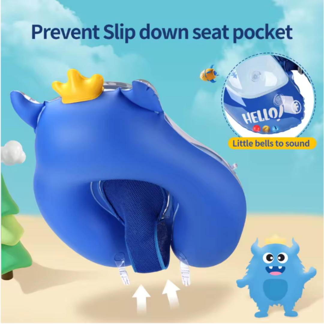 Inflatable Baby Swim Ring with Shoulder Straps & Sun Canopy – Safe Pool Seat for Babies