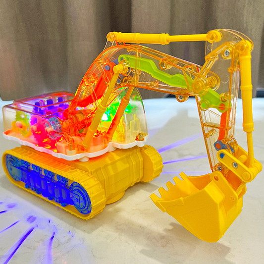 Dancing and glowing musical excavator