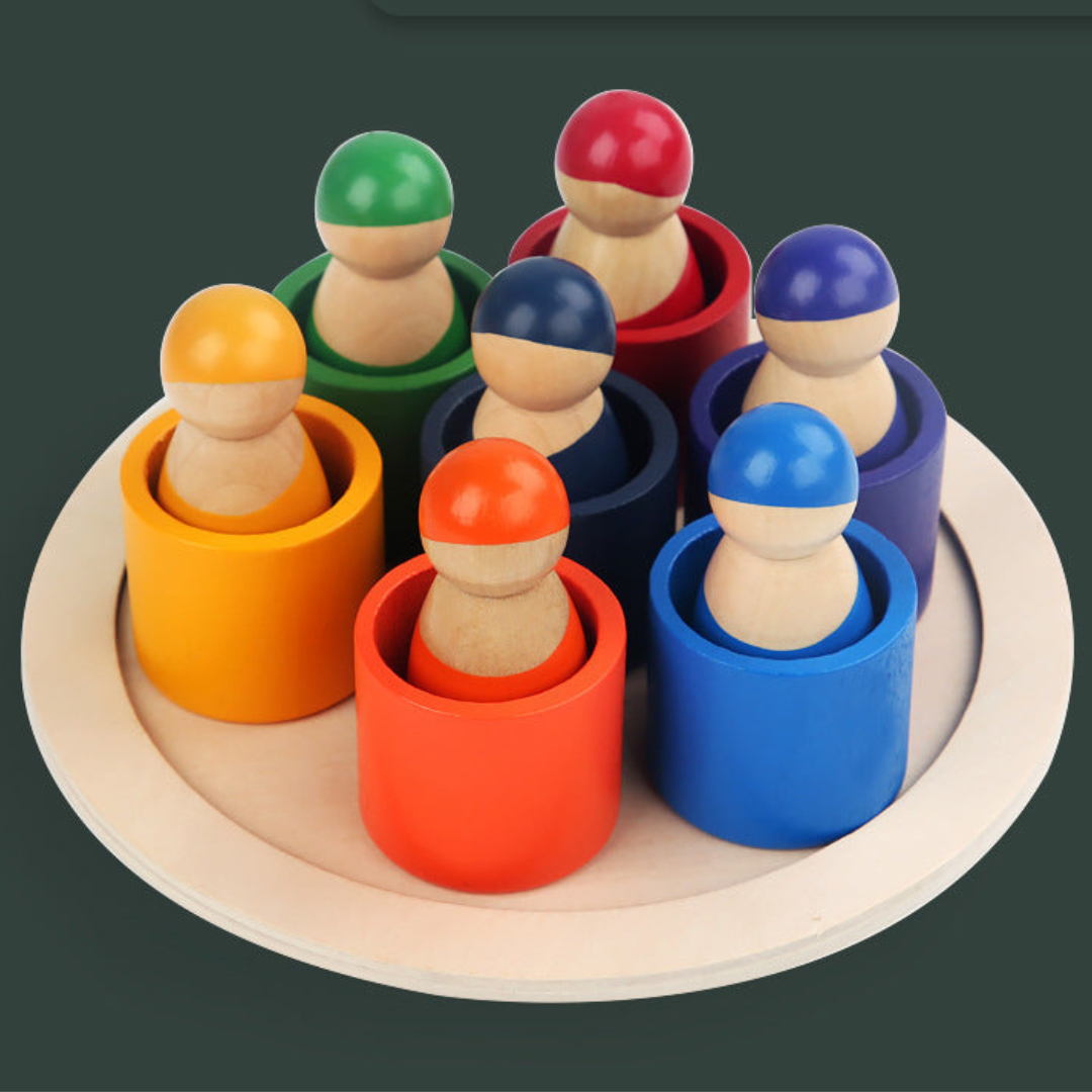 Montessori Colored Wooden Building Blocks