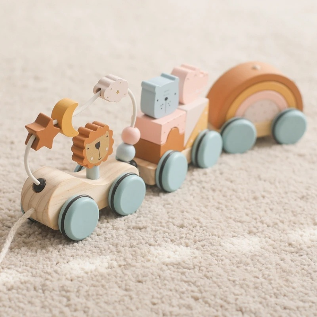 Montessori Wooden Train in Pastel Colors