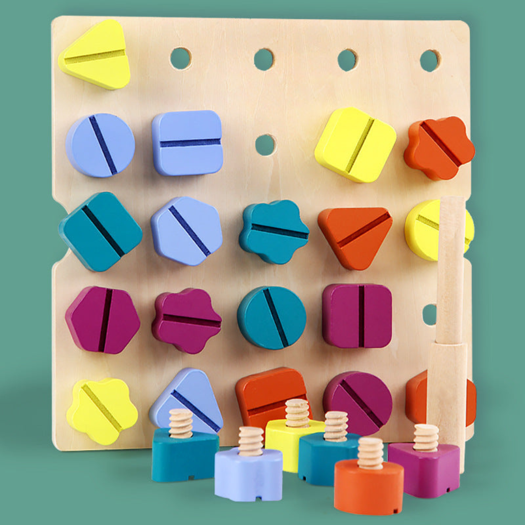 Montessori Screw, Wood, and Color Toy