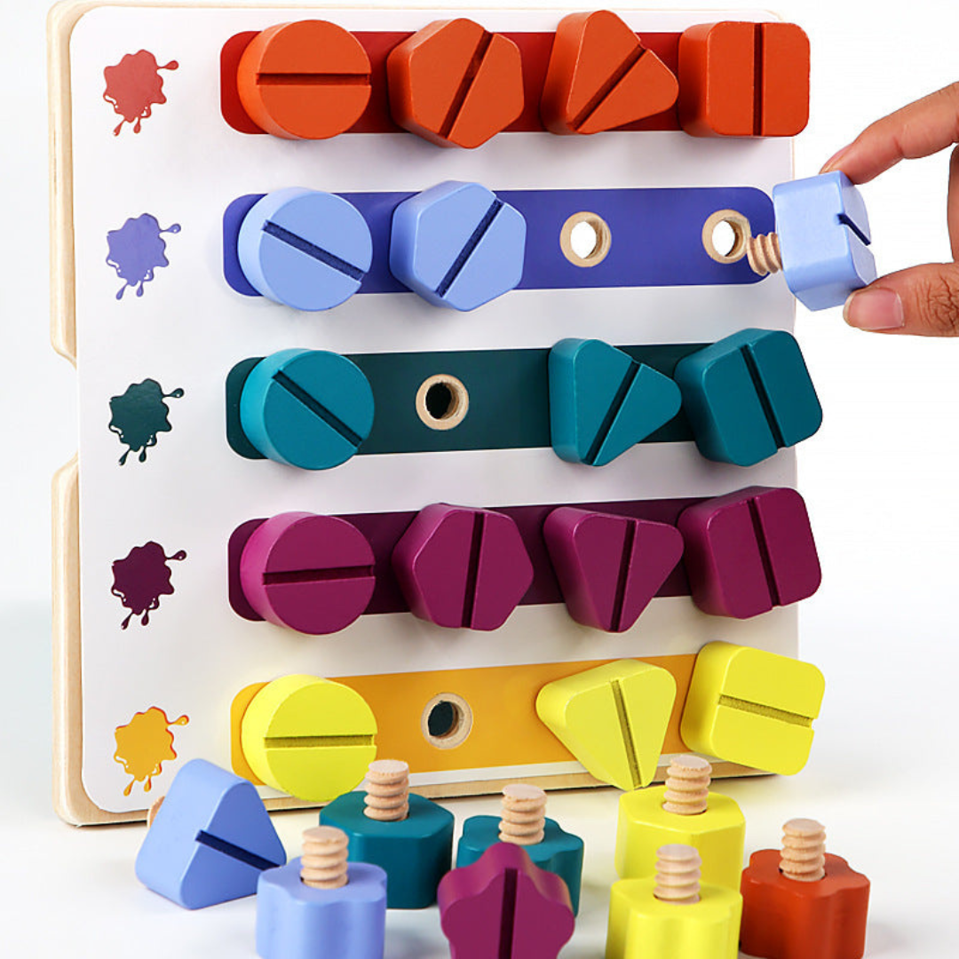 Montessori Screw, Wood, and Color Toy