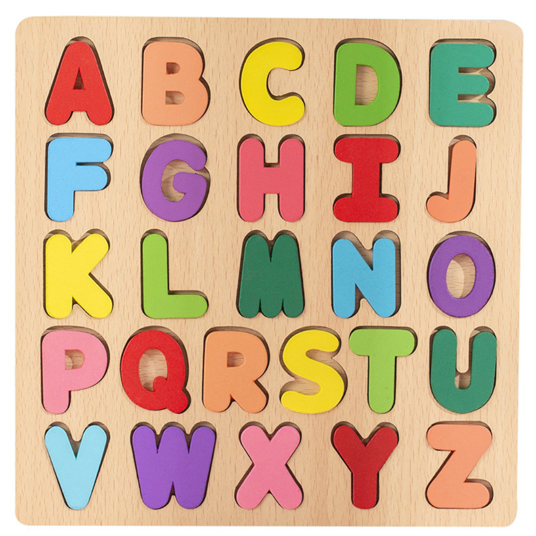 Simple Wooden Shapes, Numbers, and Letters Puzzle