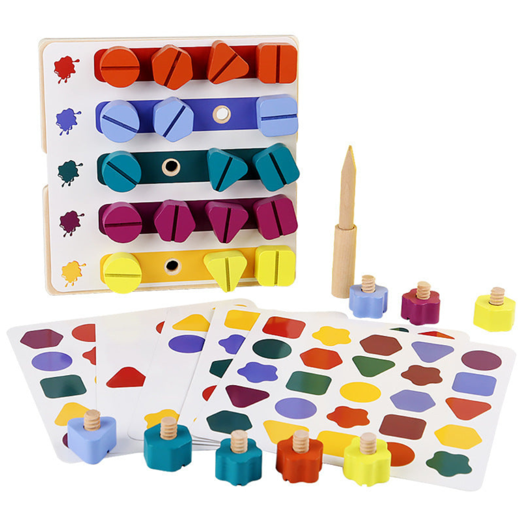 Montessori Screw, Wood, and Color Toy