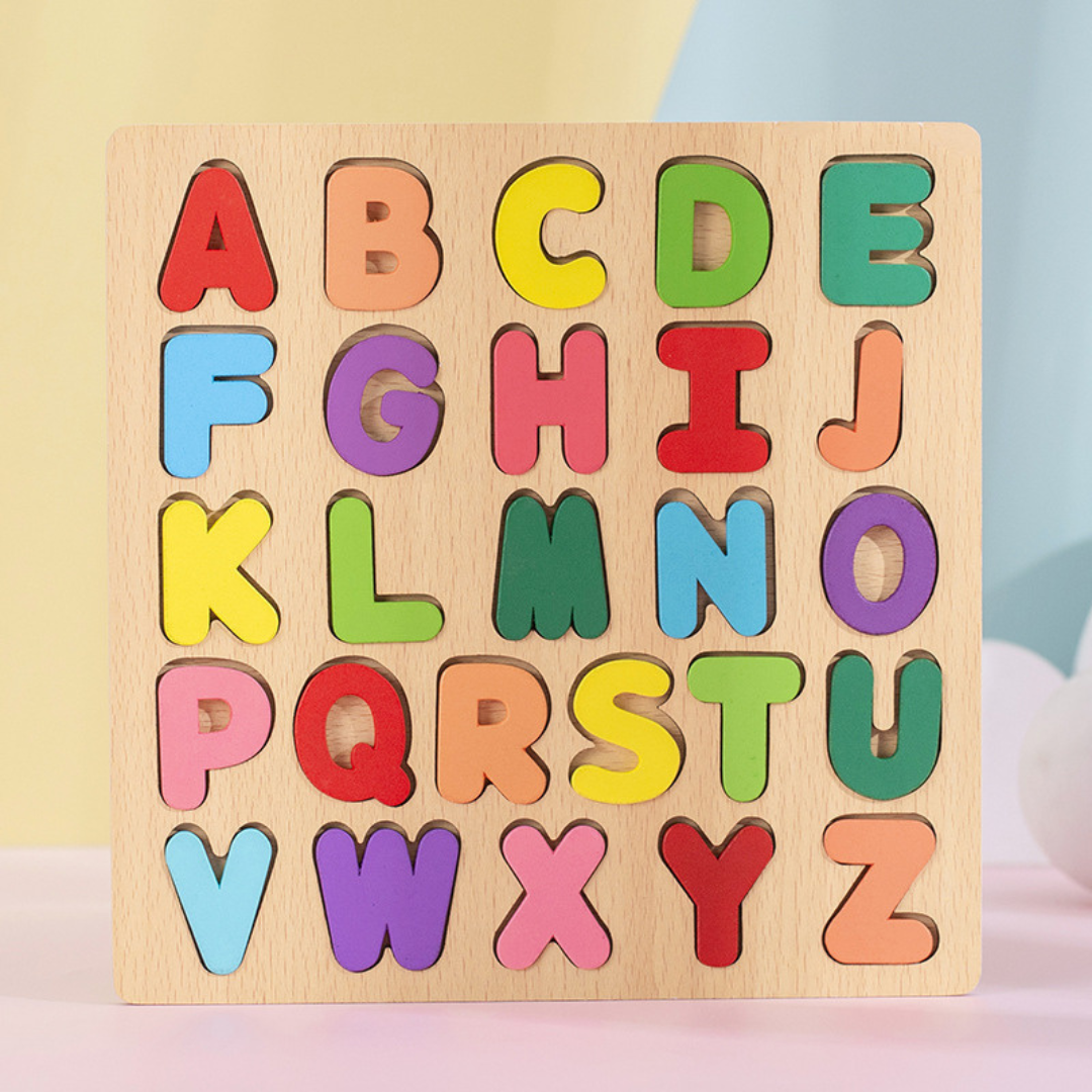 Simple Wooden Shapes, Numbers, and Letters Puzzle