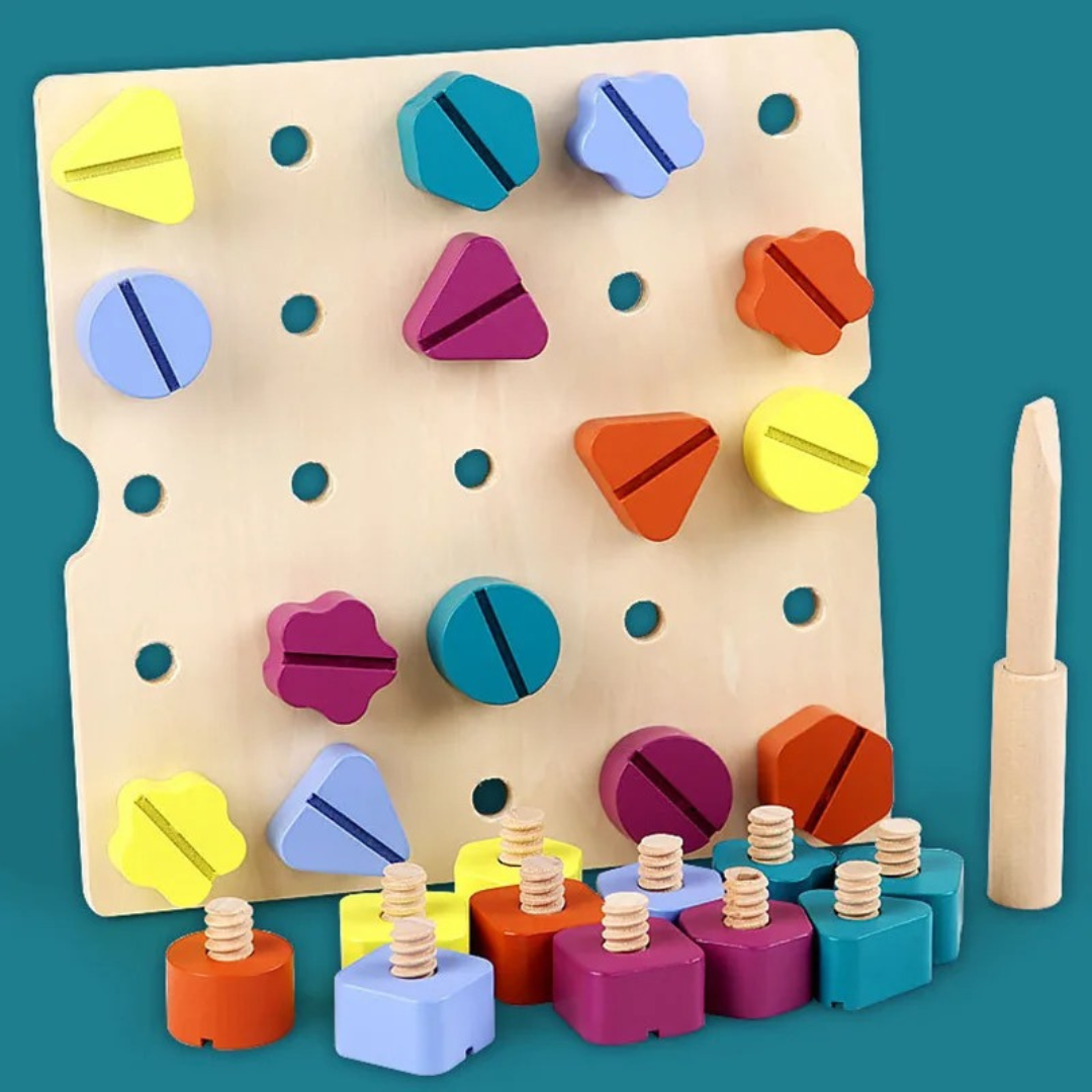 Montessori Screw, Wood, and Color Toy