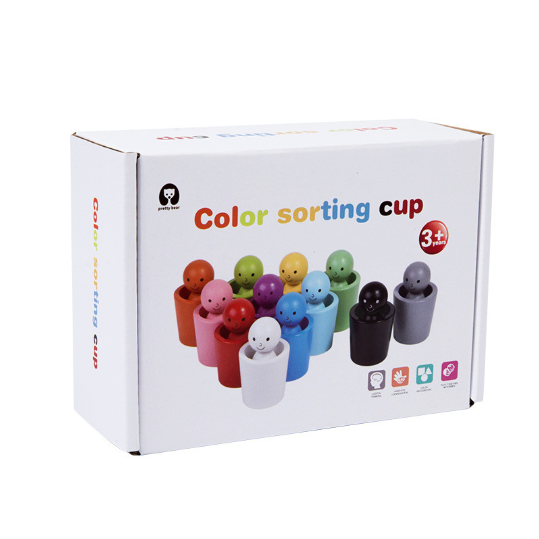 Montessori Wooden Colour Sorting Cup Game