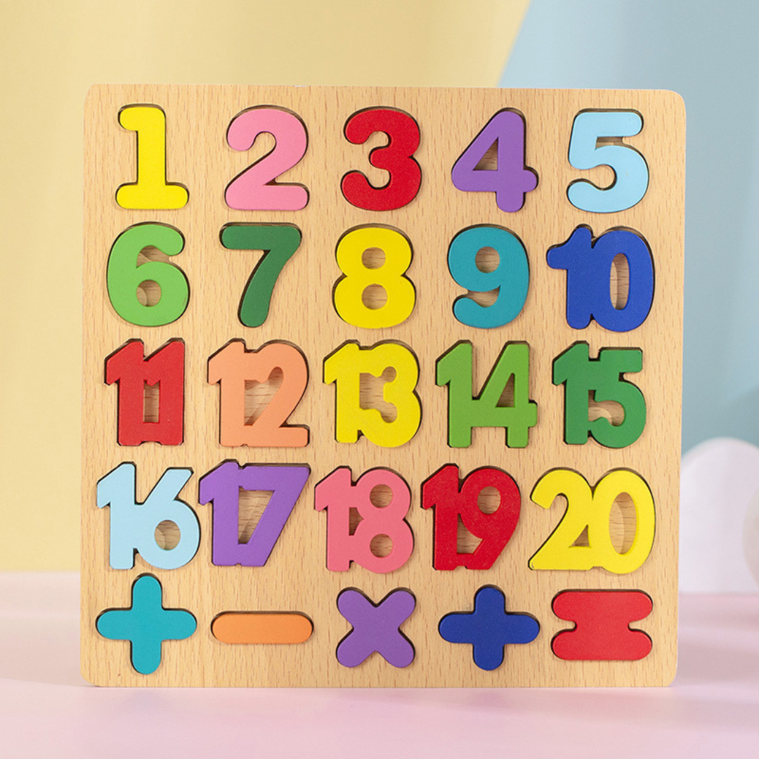 Simple Wooden Shapes, Numbers, and Letters Puzzle