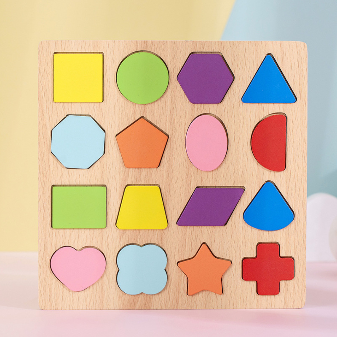 Simple Wooden Shapes, Numbers, and Letters Puzzle