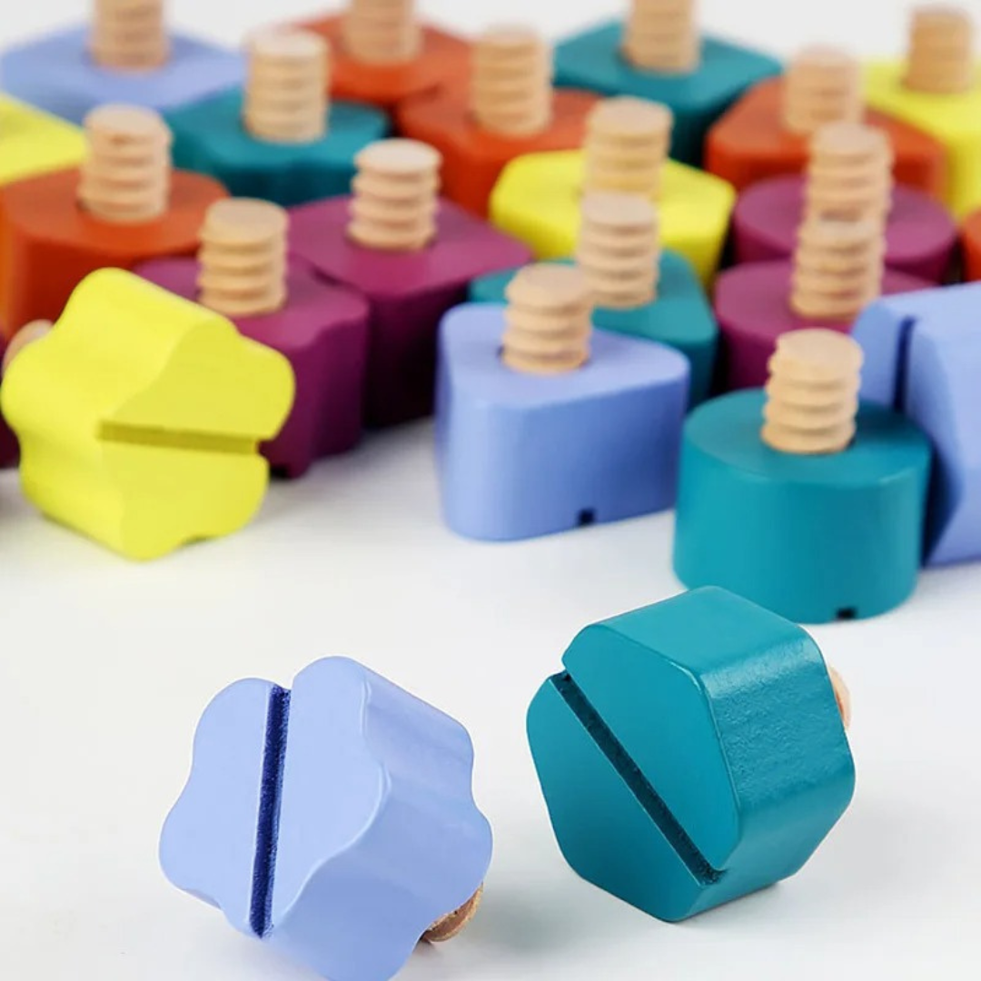 Montessori Screw, Wood, and Color Toy