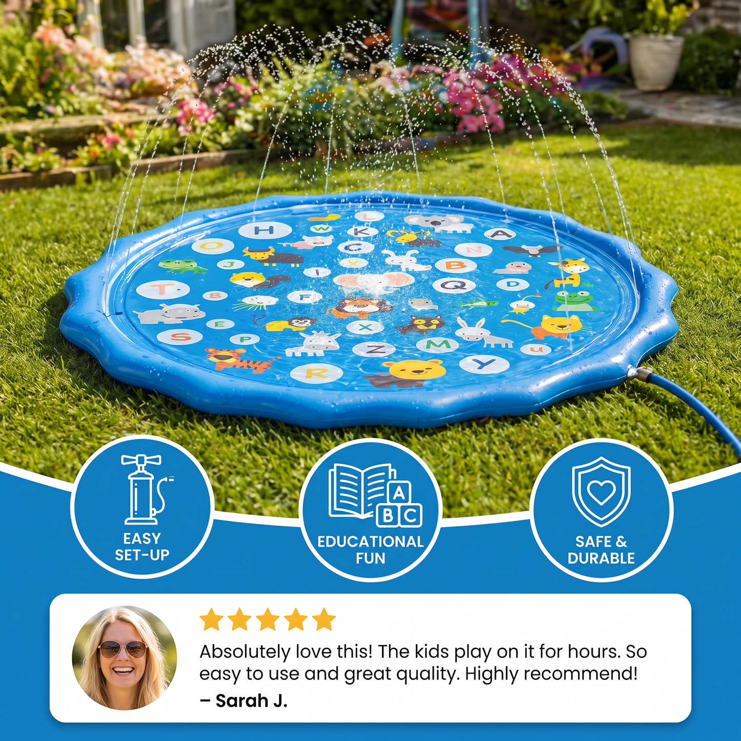 Inflatable Kids Splash Pad with Sprinkler – Outdoor Water Play Mat for Garden & Beach