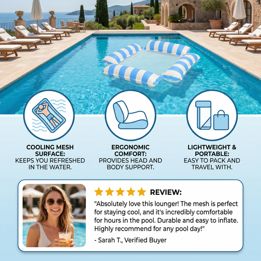 Inflatable water mat with mesh surface – comfortable pool and sun lounger