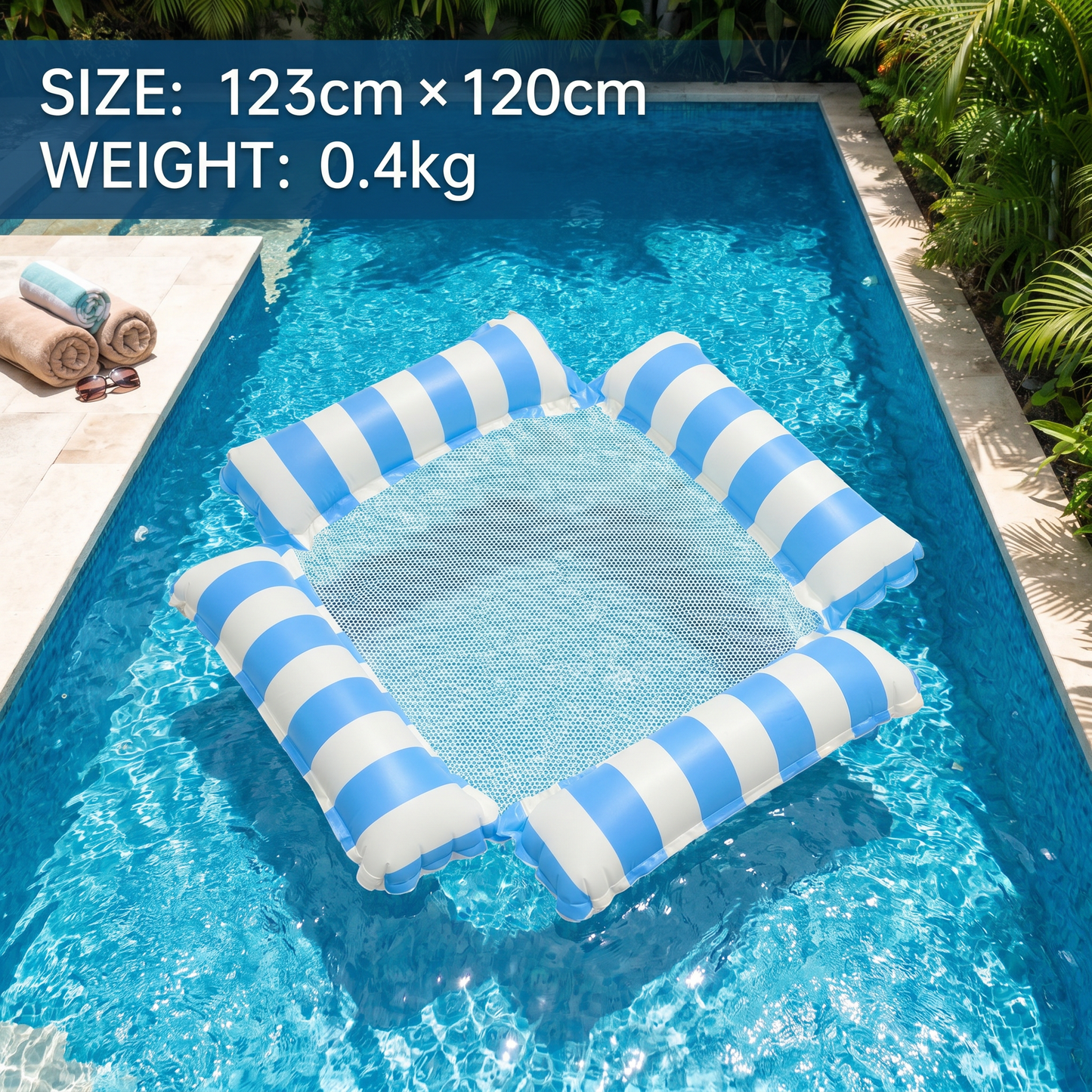 Inflatable water mat with mesh surface – comfortable pool and sun lounger
