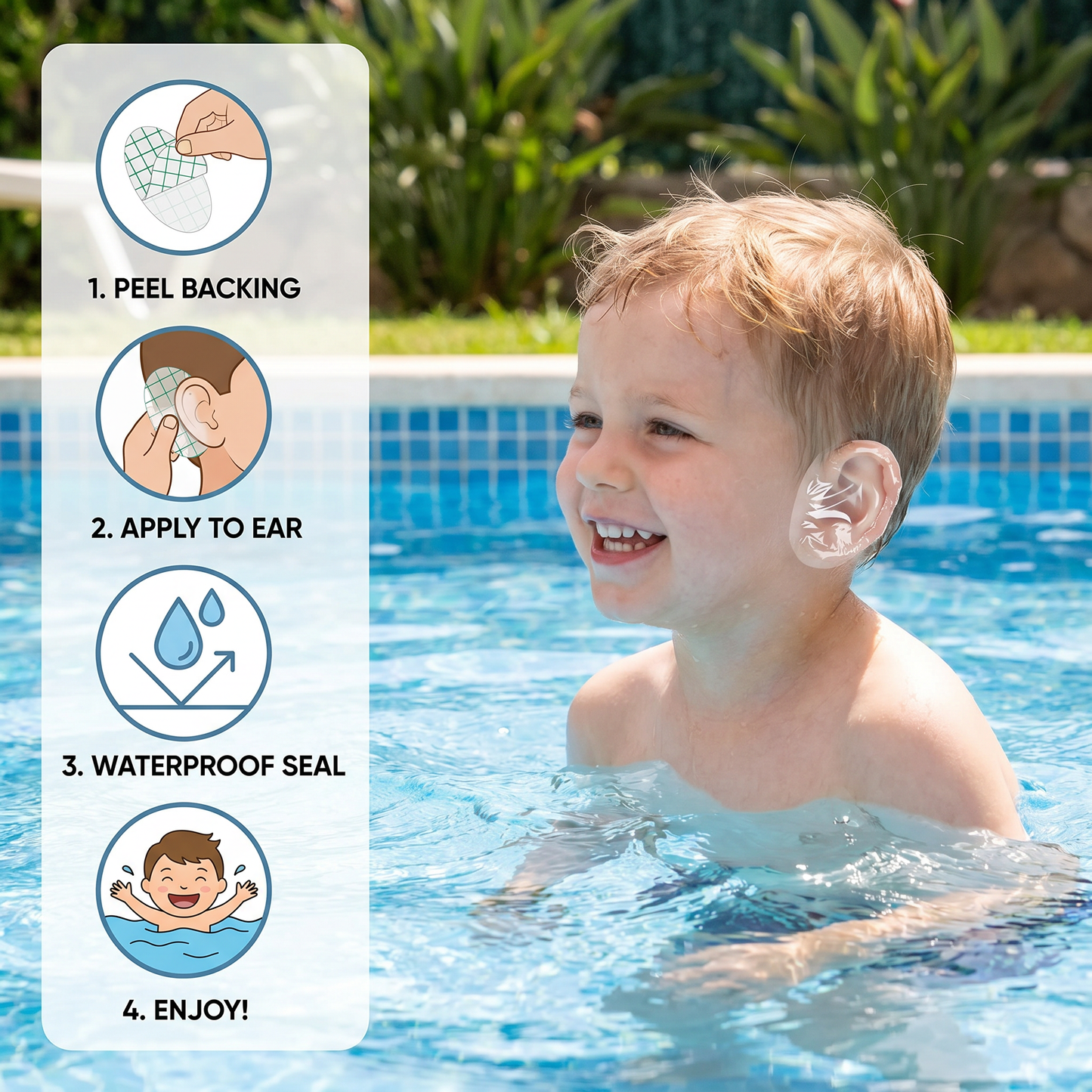 Waterproof ear protection film for children
