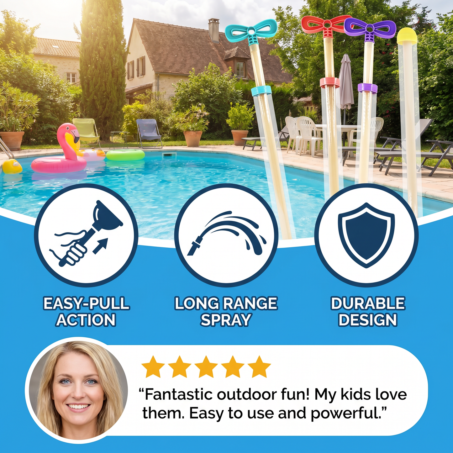 Kids Water Spray Blaster – Handheld Pull Spray Toy for Outdoor Fun