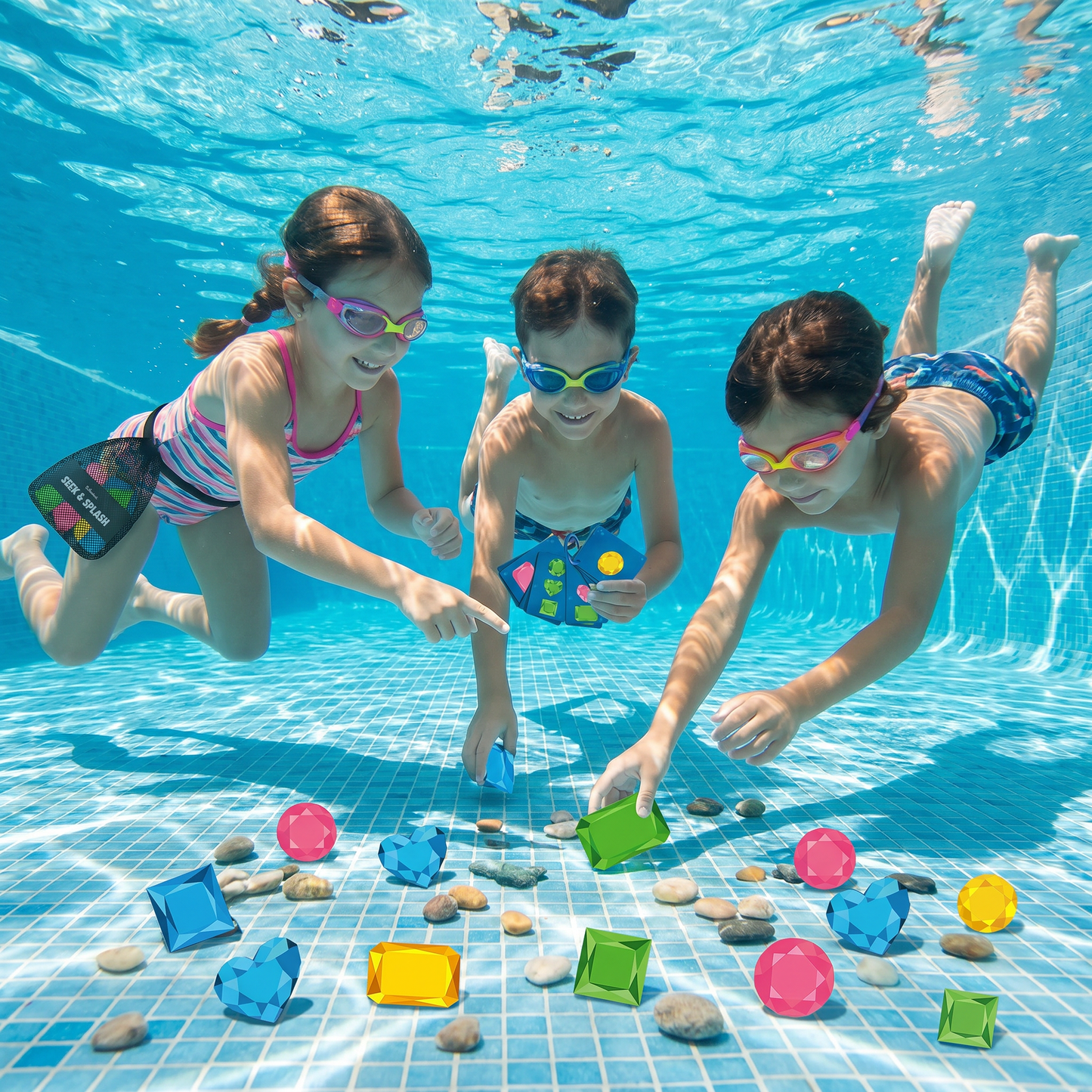 Underwater search & find game with colourful gems