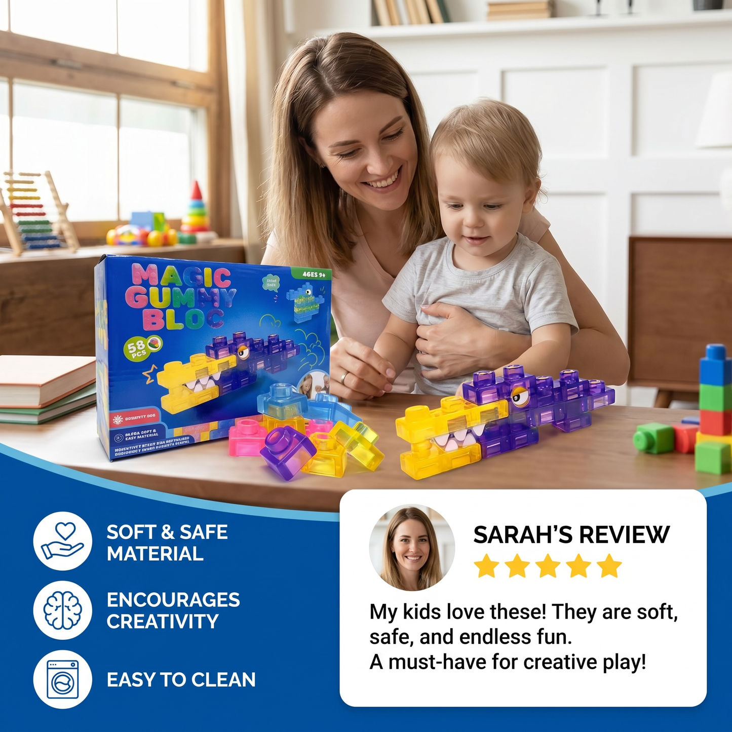 Magical gummy blocks, soft building blocks for children
