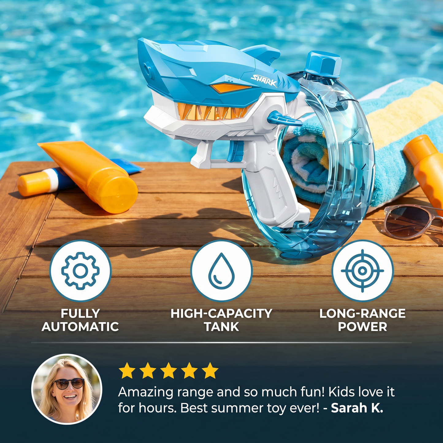 Electric Shark Water Gun for Kids – Fully Automatic Water Blaster for Hot Summer Fun