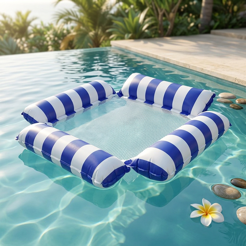 Inflatable water mat with mesh surface – comfortable pool and sun lounger