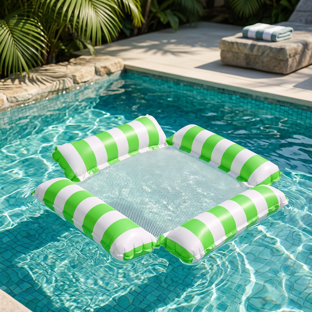 Inflatable water mat with mesh surface – comfortable pool and sun lounger