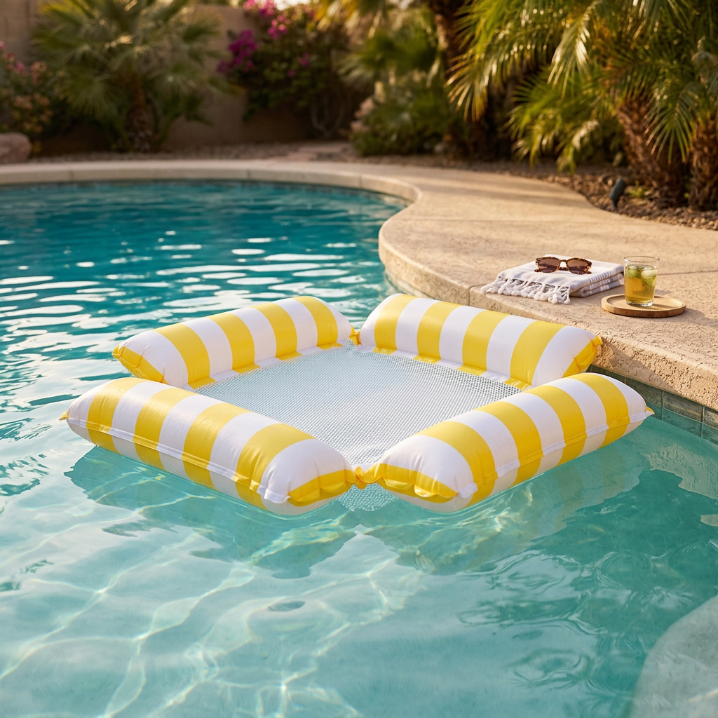 Inflatable water mat with mesh surface – comfortable pool and sun lounger