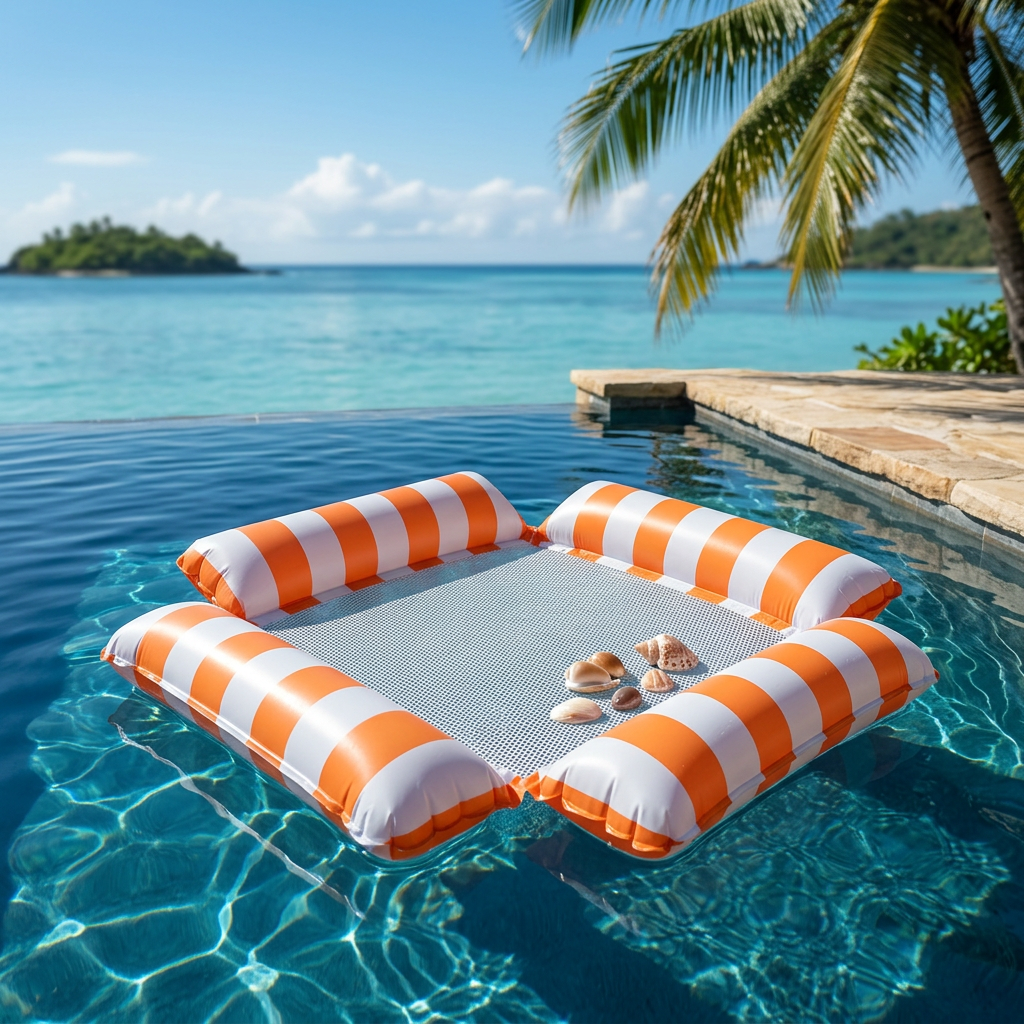 Inflatable water mat with mesh surface – comfortable pool and sun lounger