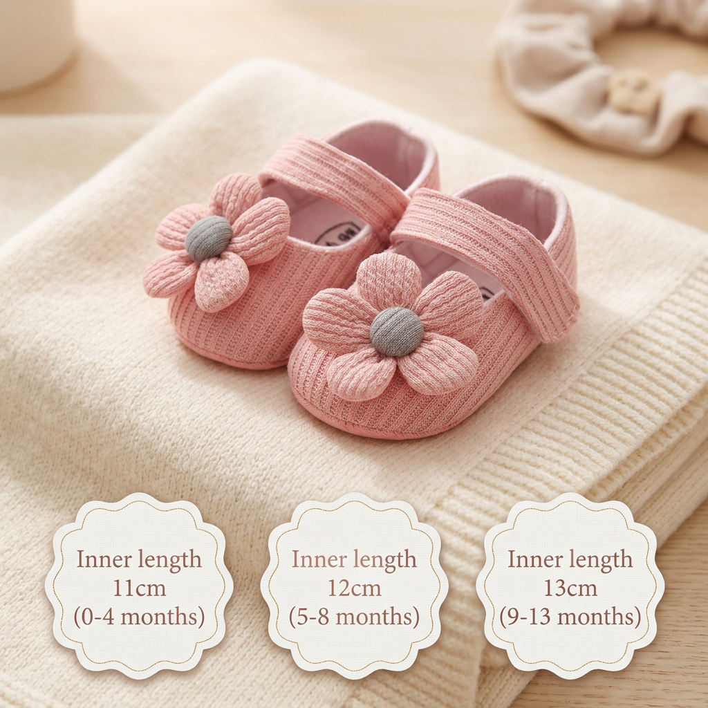 Summer baby shoes with soft soles in a floral design